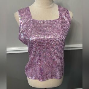 Rio Collection Sequin Sleeveless Pink Top